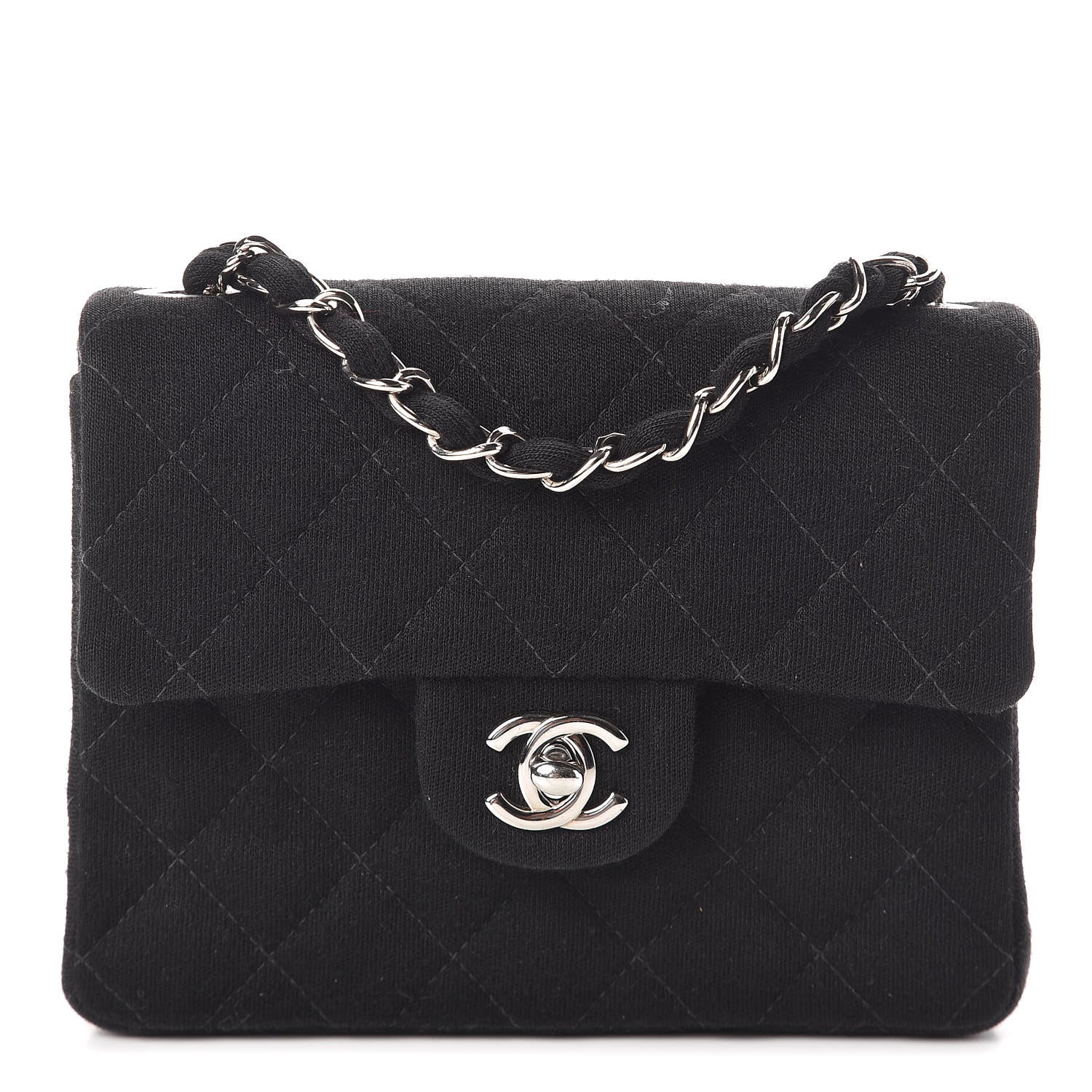Chanel Jersey Quilted Mini Square Flap Black 1 of 9