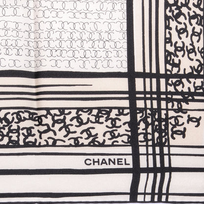 Chanel Silk Scarf CC Logo Cream Black 2 of 5