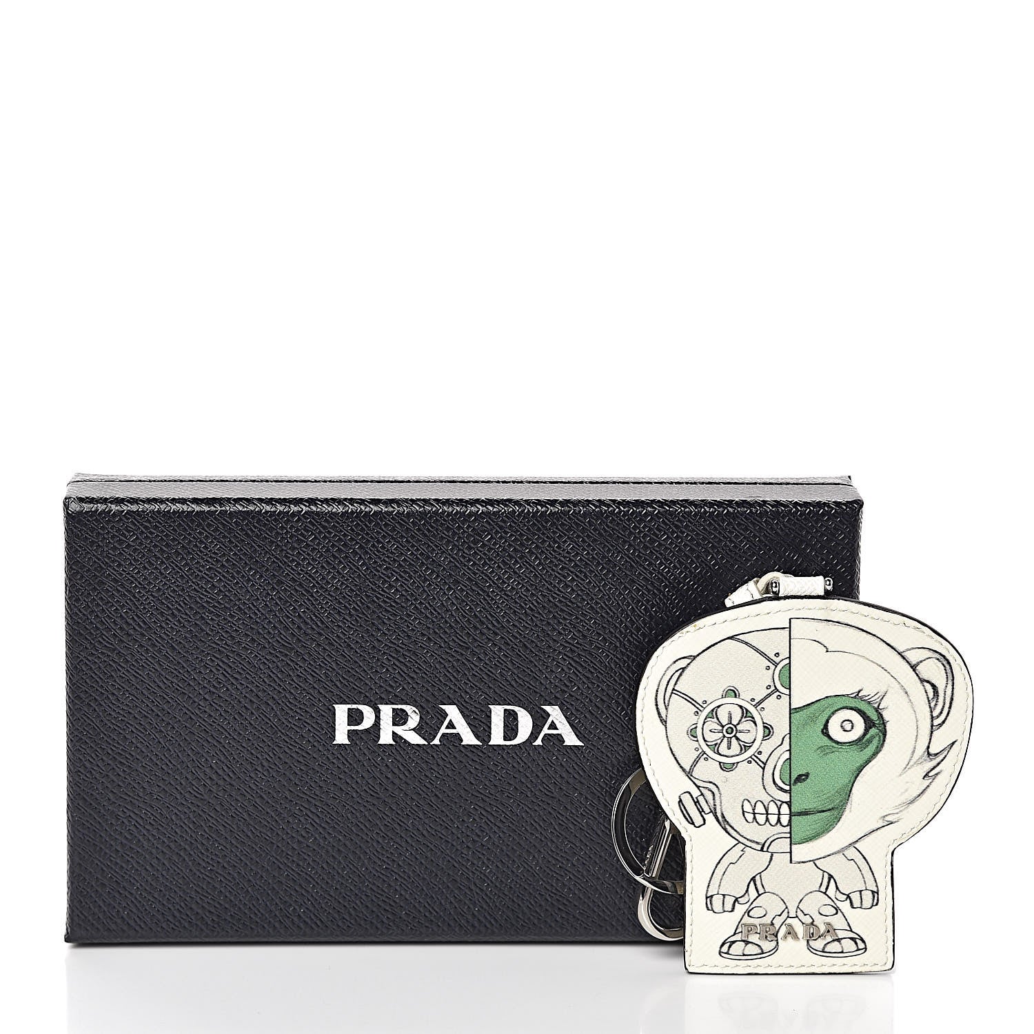Prada X JAMES JEAN Saffiano Metal Robot Monkey Keychain Verde 3 of 3