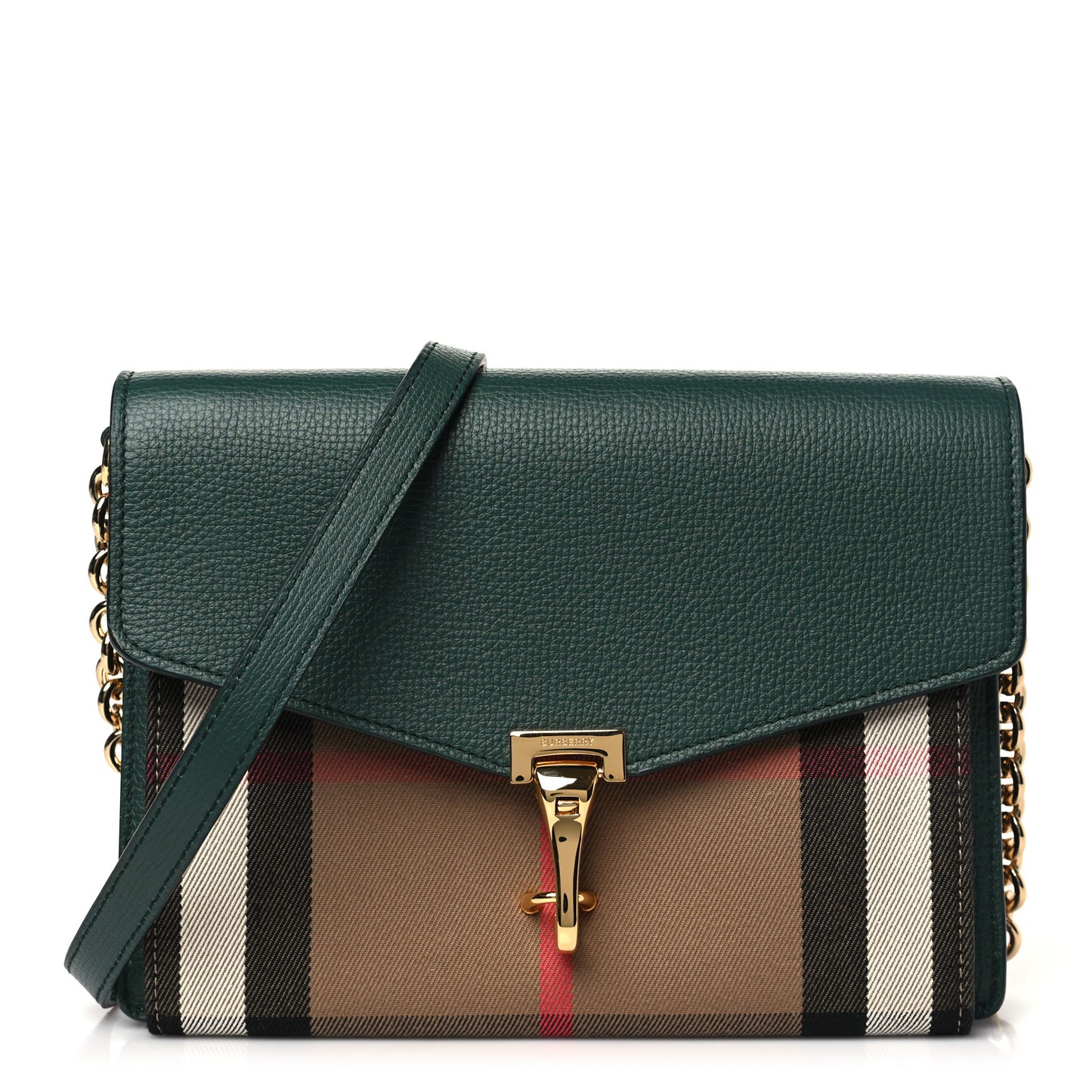 Derby Calfskin House Check Small Macken Crossbody Bag Vintage Green