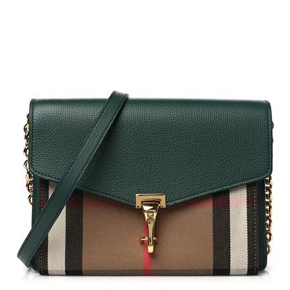Burberry Derby Calfskin House Check Small Macken Crossbody Bag Vintage Green 1 of 10