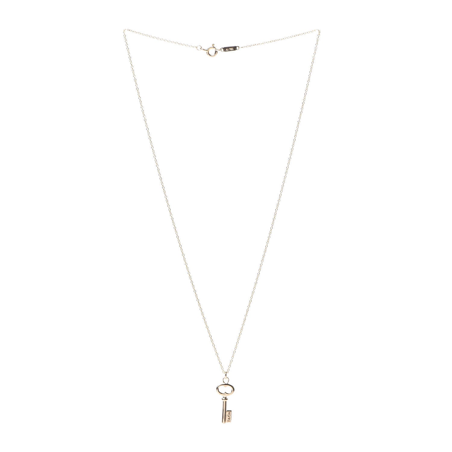 Tiffany 18K Rose Gold Mini Key Pendant Necklace 3 of 6
