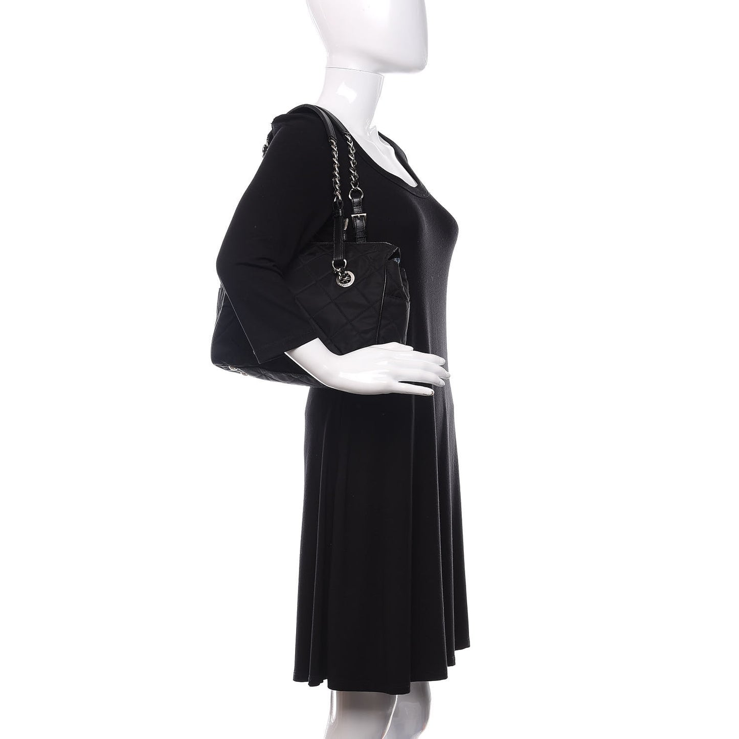 Tessuto Nylon Saffiano Quilted Shoulder Bag Black