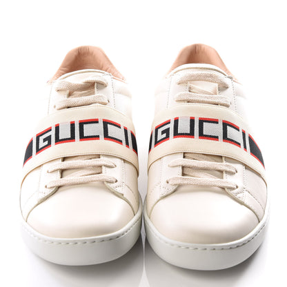 Gucci Calfskin Stripe Womens New Ace Sneakers 38.5 New Mystic White Ecru Red Flame 3 of 9