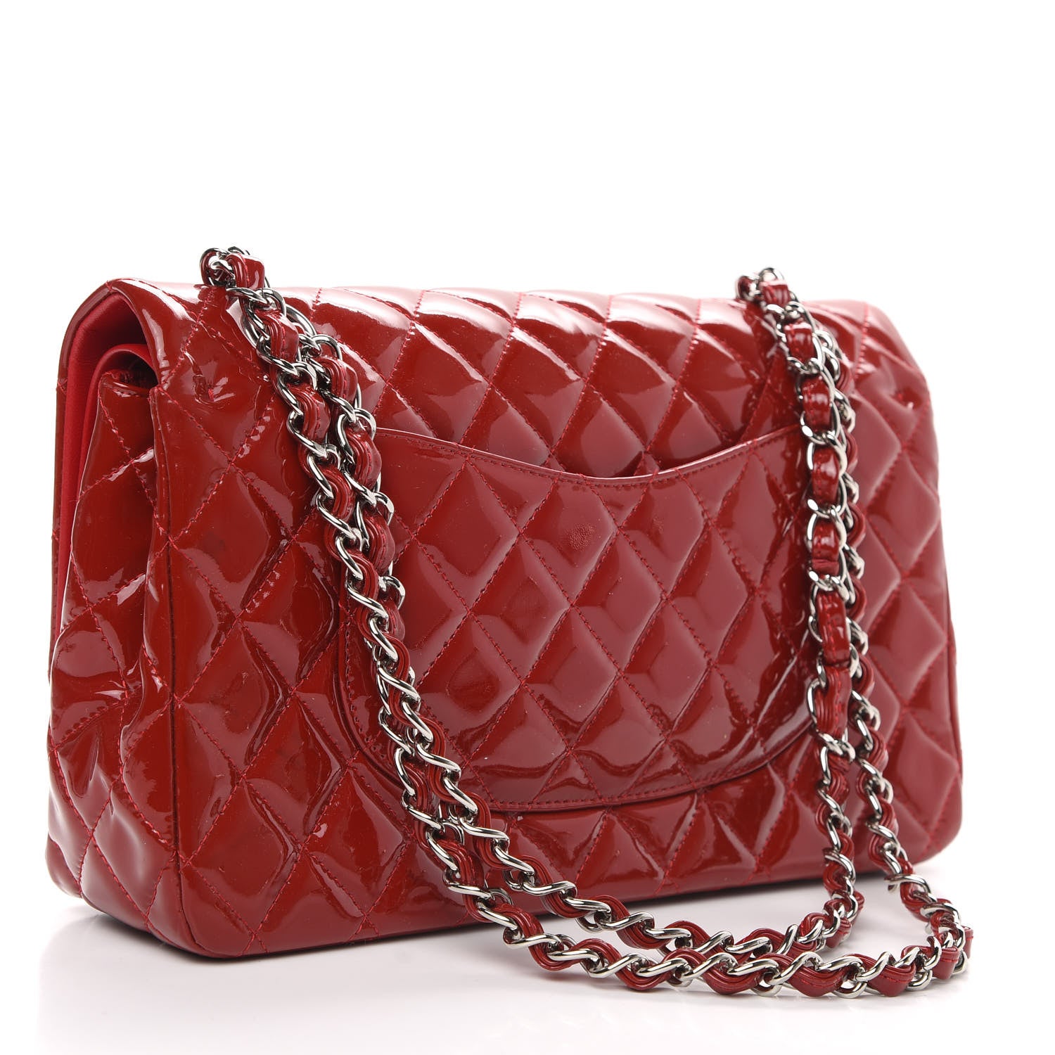 Chanel Patent Calfskin Quilted Medium Double Flap Red 3 of 13