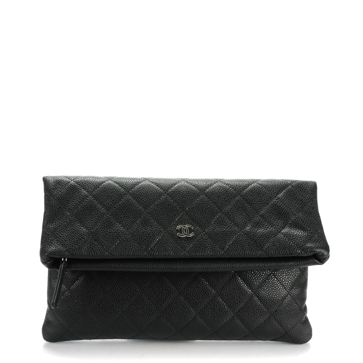 Caviar Quilted CC Beauty Clutch Black
