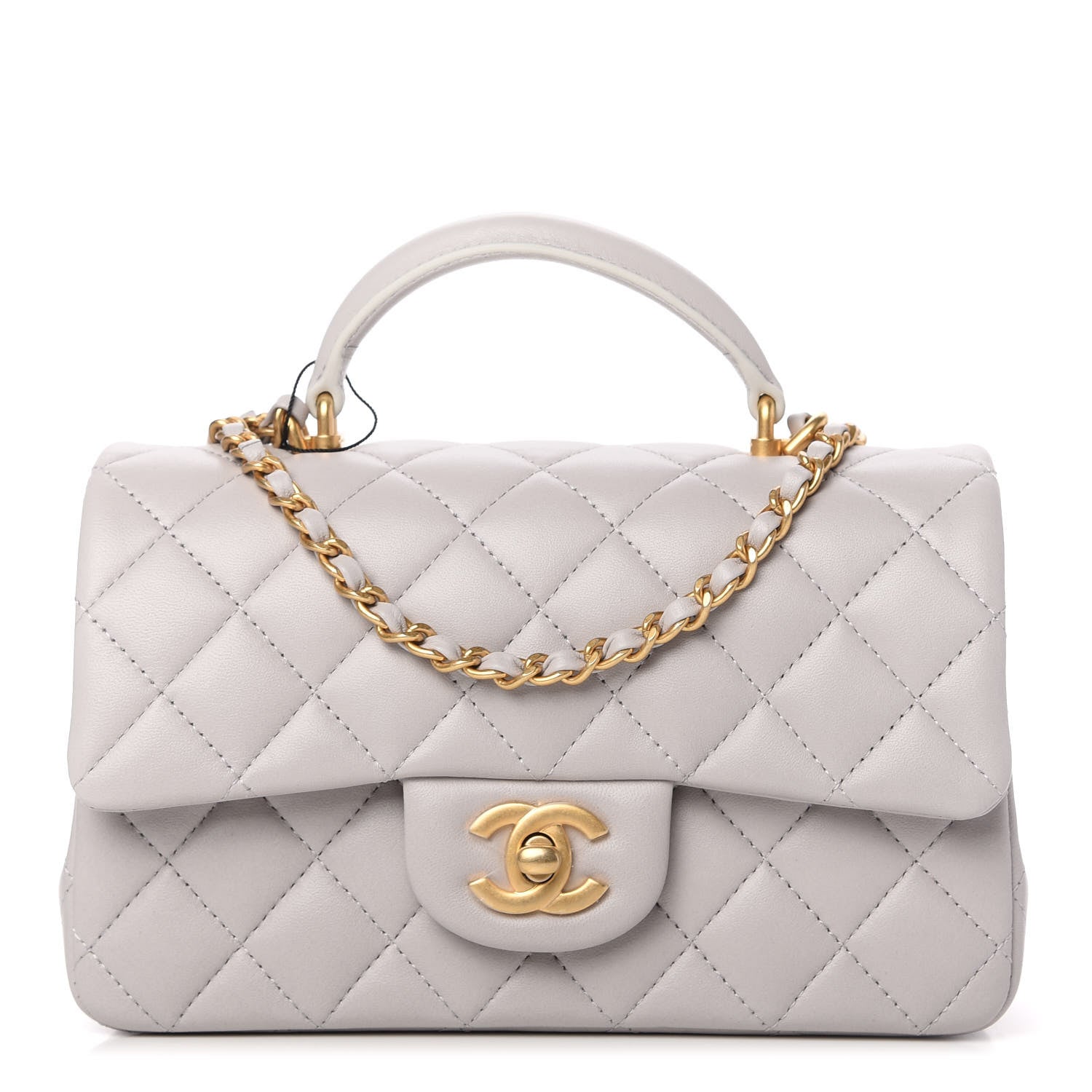 Chanel Lambskin Quilted Mini Top Handle Rectangular Flap Grey 1 of 11