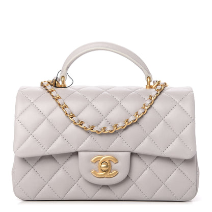 Chanel Lambskin Quilted Mini Top Handle Rectangular Flap Grey 1 of 11