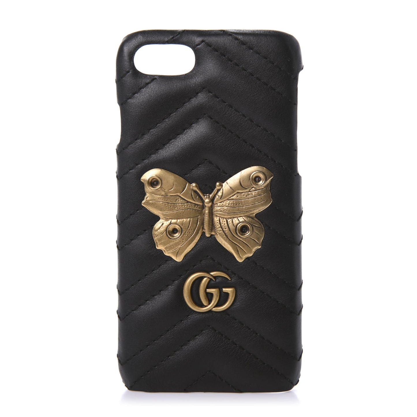 Calfskin Matelasse Animal Studs GG Marmont iPhone 7/8 Case Black