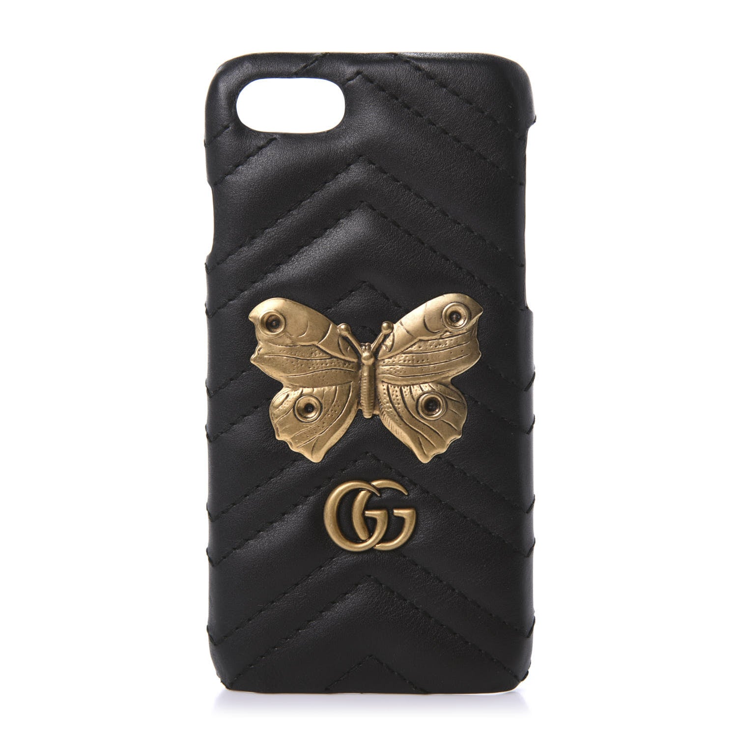 Gucci Calfskin Matelasse Animal Studs GG Marmont iPhone 7/8 Case Black 1 of 7