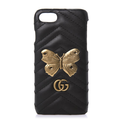 Gucci Calfskin Matelasse Animal Studs GG Marmont iPhone 7/8 Case Black 1 of 7