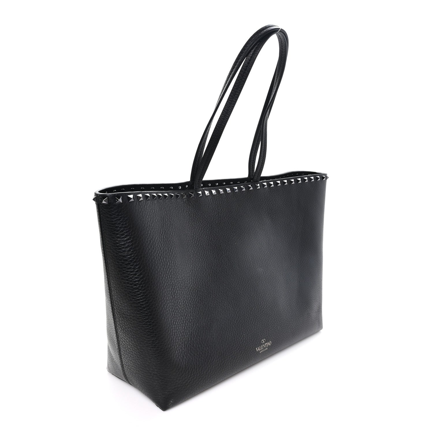 Valentino Garavani Grained Calfskin Rockstud Shoulder Tote Black 3 of 10