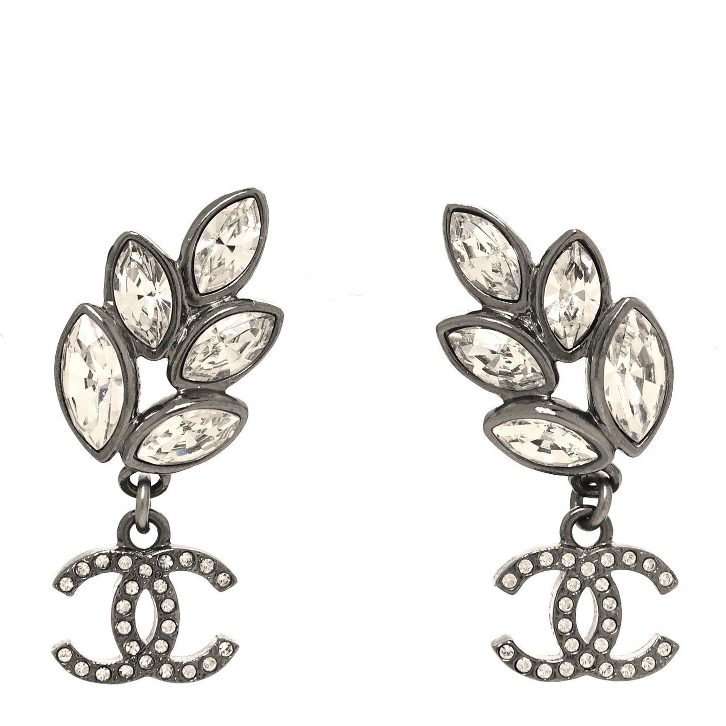 Crystal Sparkling Wheat CC Drop Earrings Silver