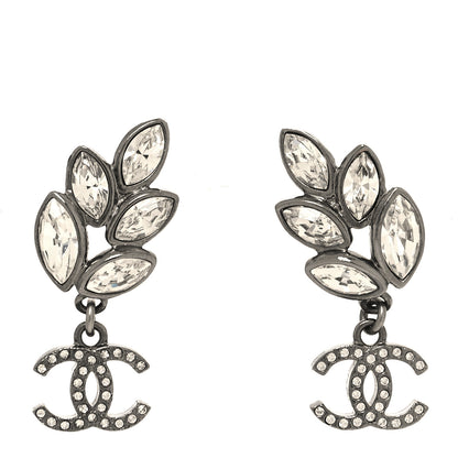 Chanel Crystal Sparkling Wheat CC Drop Earrings Silver 1 of 5