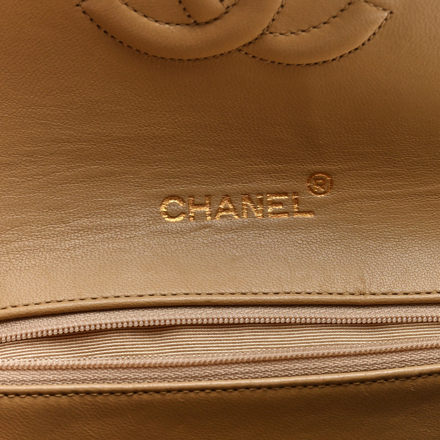 Lambskin Quilted Envelope Flap Beige