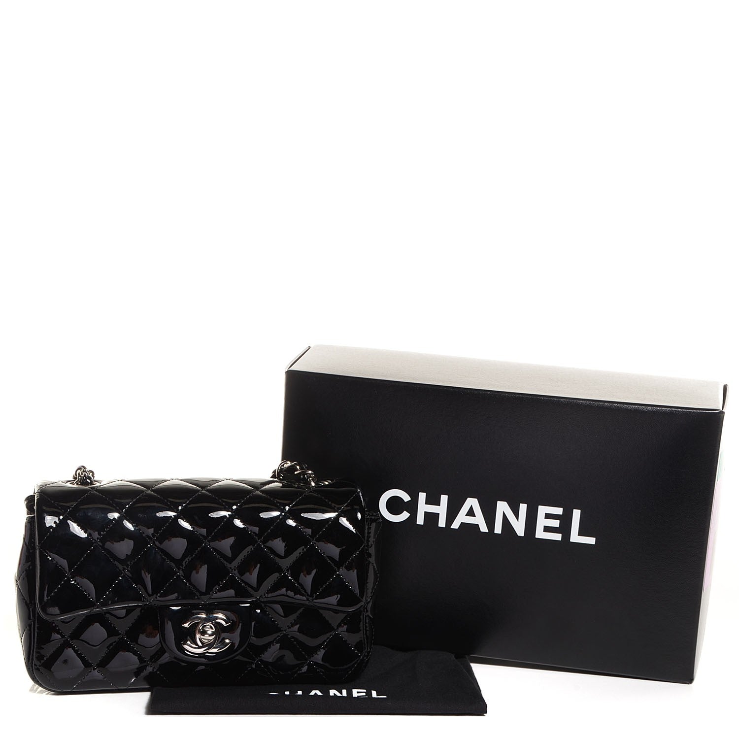 Chanel Patent Quilted Mini Rectangular Flap Black 3 of 9