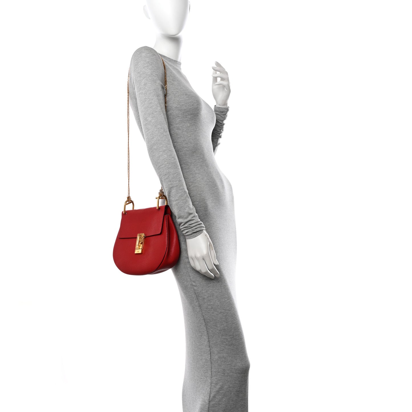 Grained Lambskin Drew Shoulder Bag Plaid Red