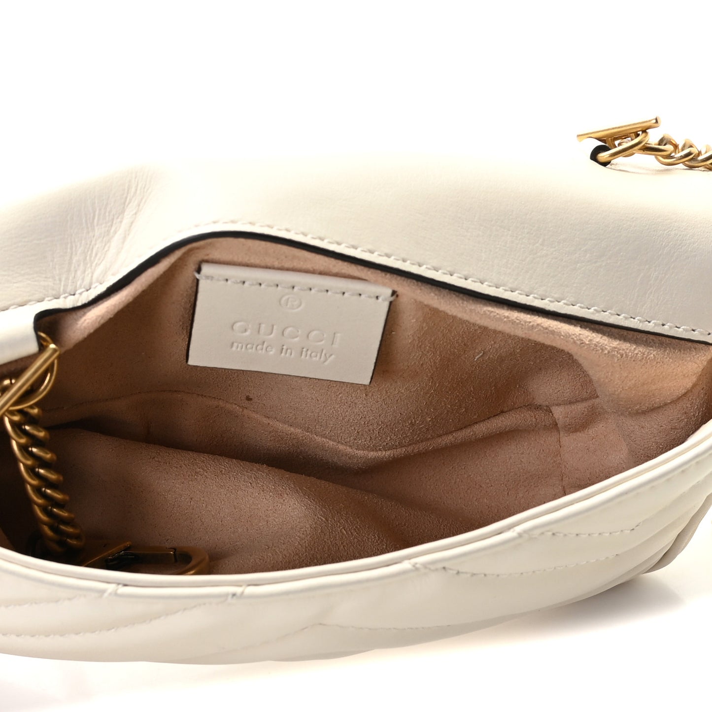 Calfskin Matelasse Super Mini GG Marmont Shoulder Bag White