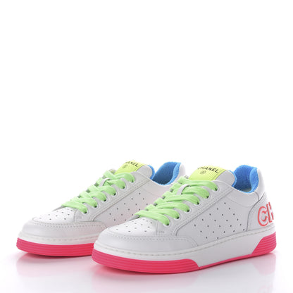 Chanel Calfskin Womens Logo Sneakers 36.5 Pink Multicolor 3 of 9