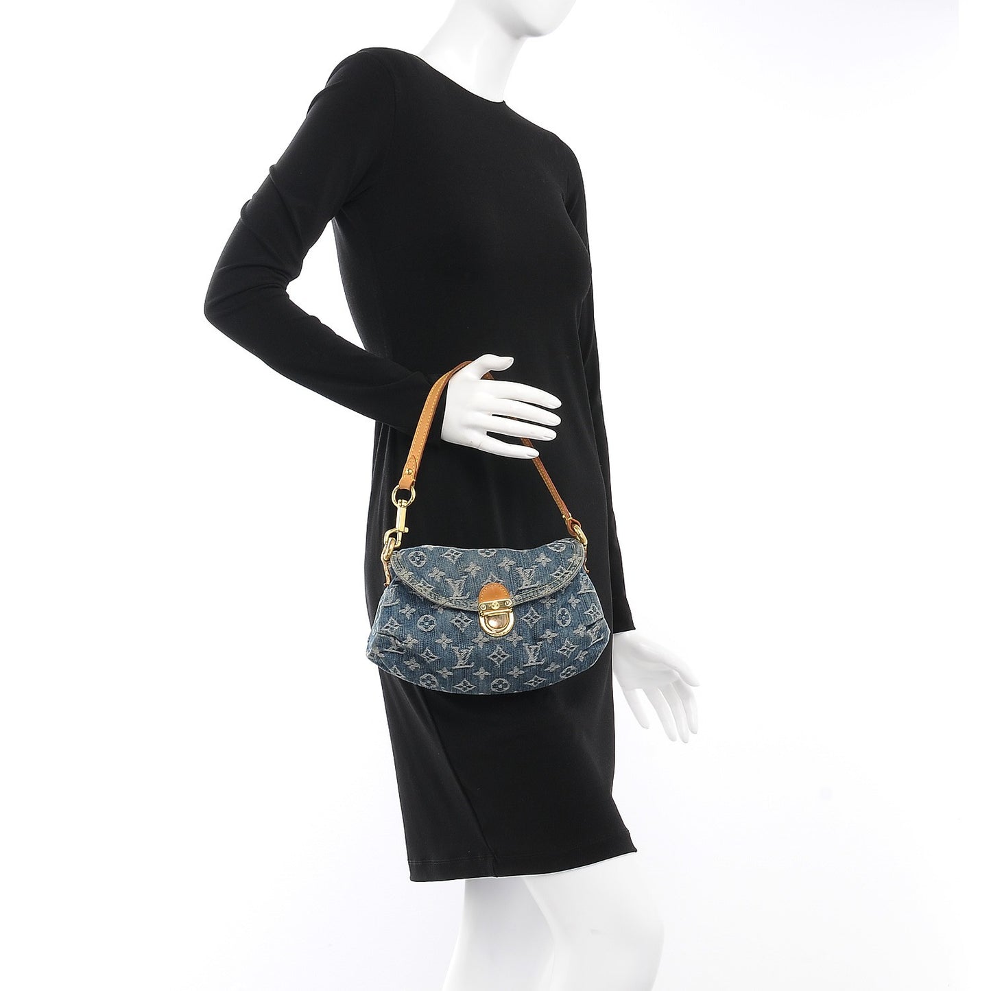 Monogram Denim Mini Pleaty Blue