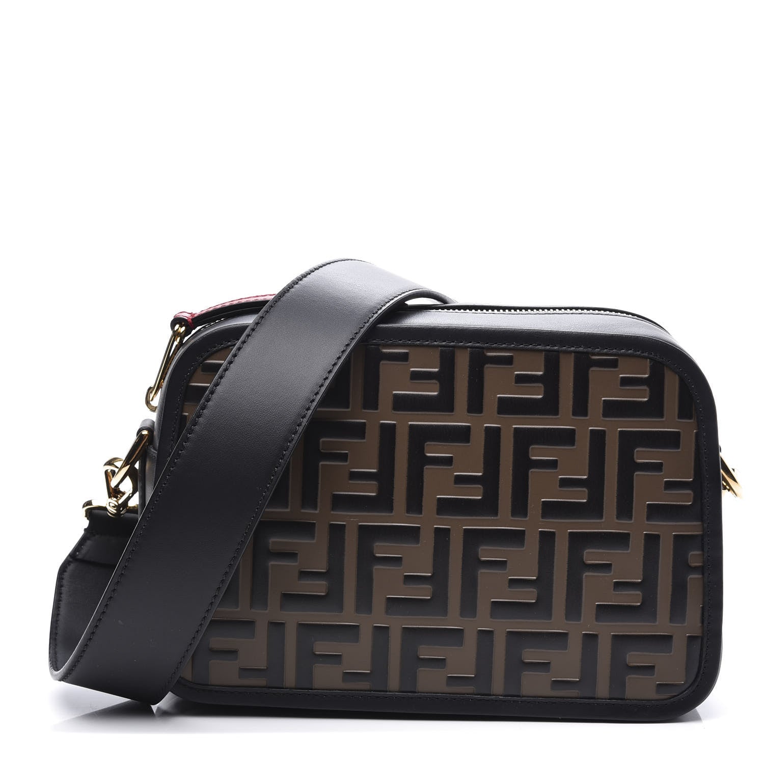 Fendi Vitello Century F is Fendi Bi-Color FF 1974 Embossed Camera Case Maya Black 1 of 11