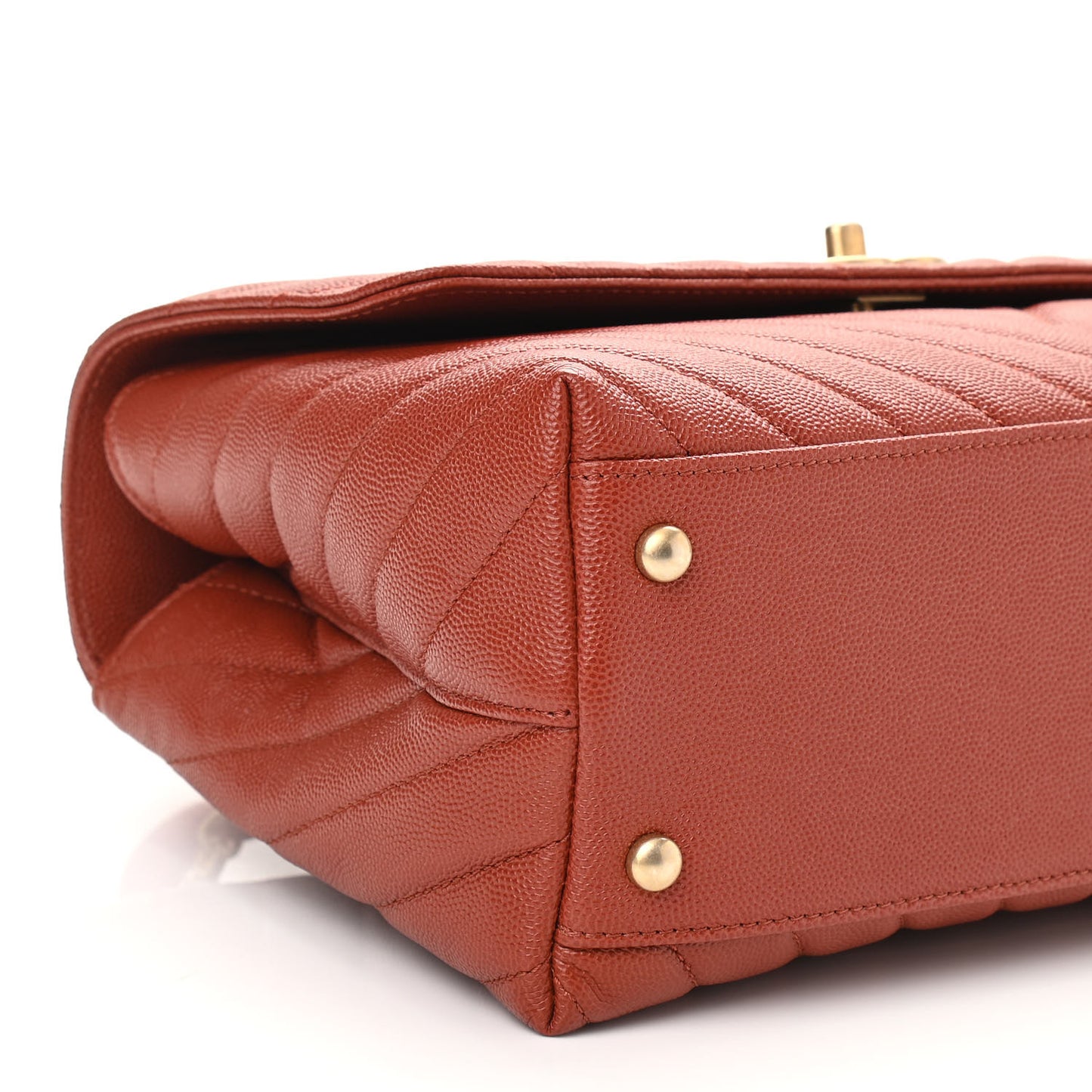 Caviar Lizard Chevron Quilted Small Coco Handle Flap Dark Orange