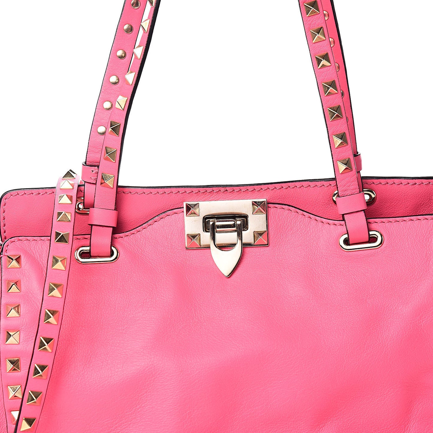 Vitello Small Rockstud Tote Fuxia Fluo
