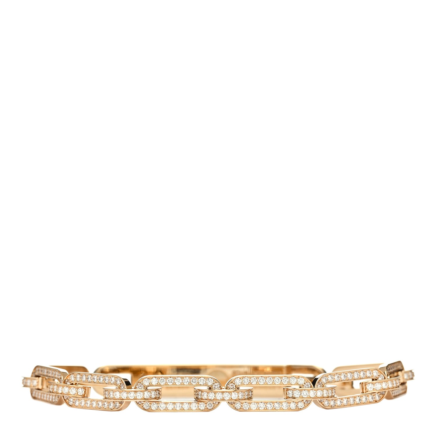 Hermes 18K Yellow Gold Diamond Full Pave PM Kelly Chaine Bracelet XS 2 of 4