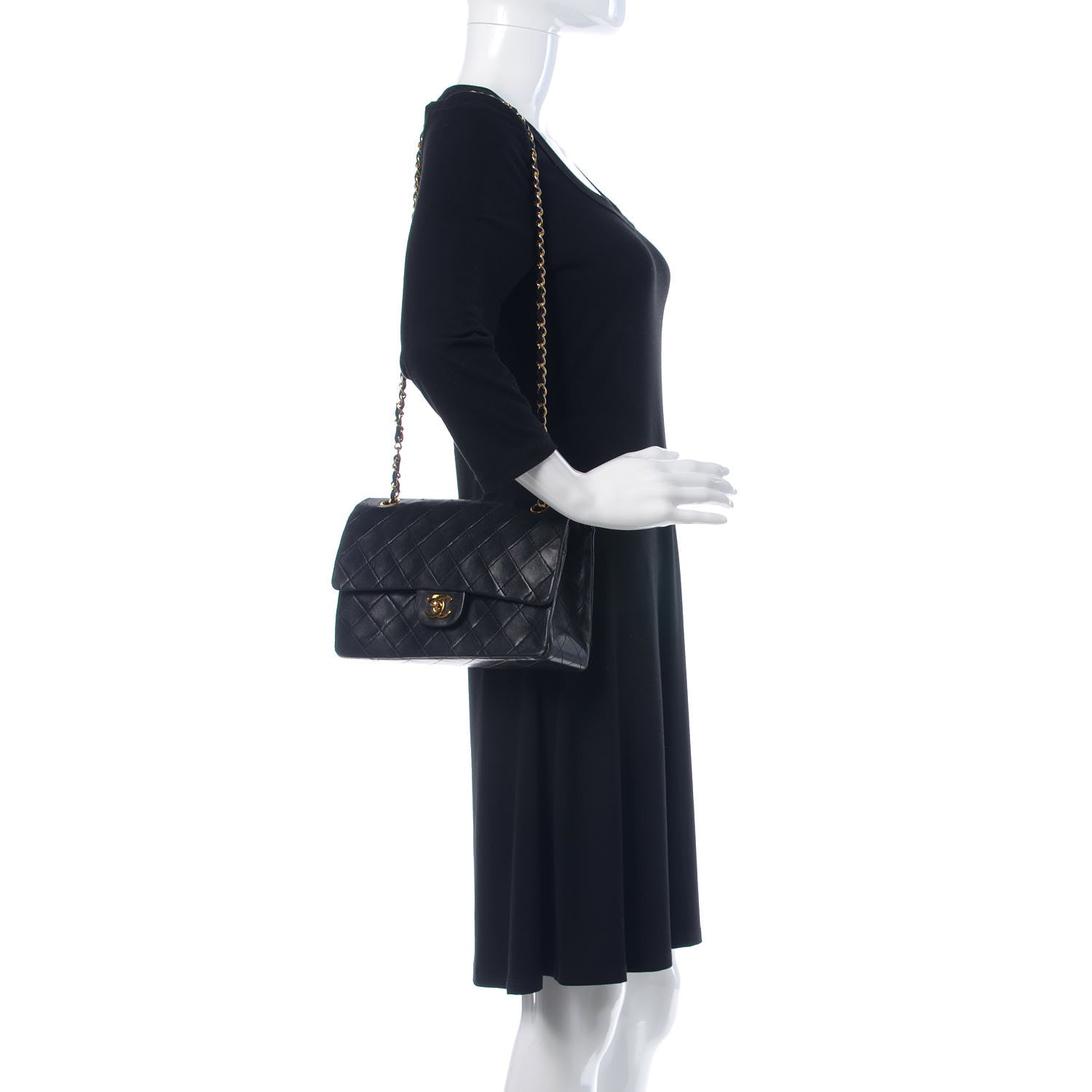 Chanel Lambskin Quilted Medium Double Flap Bag Black 3 of 18