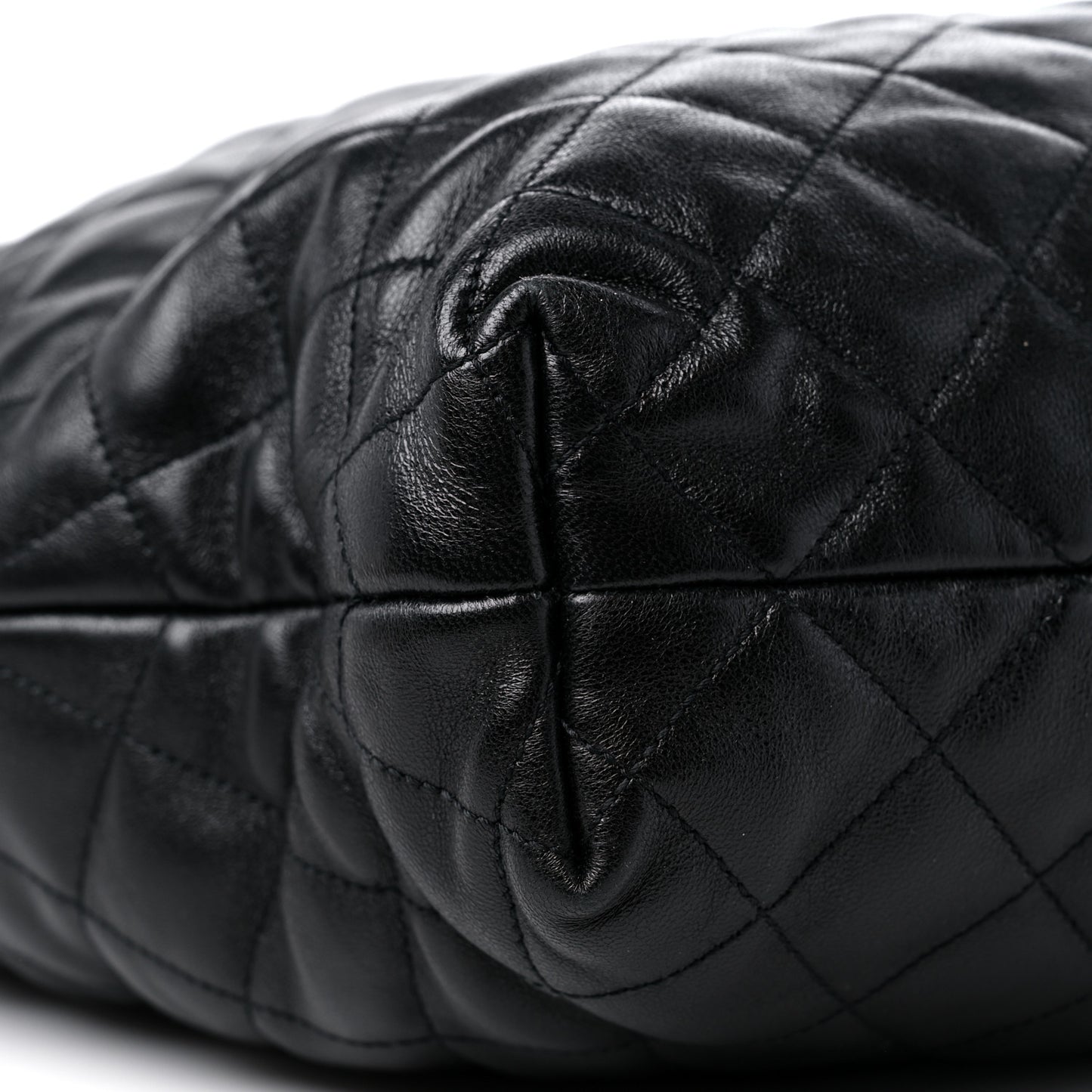 Lambskin Quilted Maxi Icare Shopping Tote Black