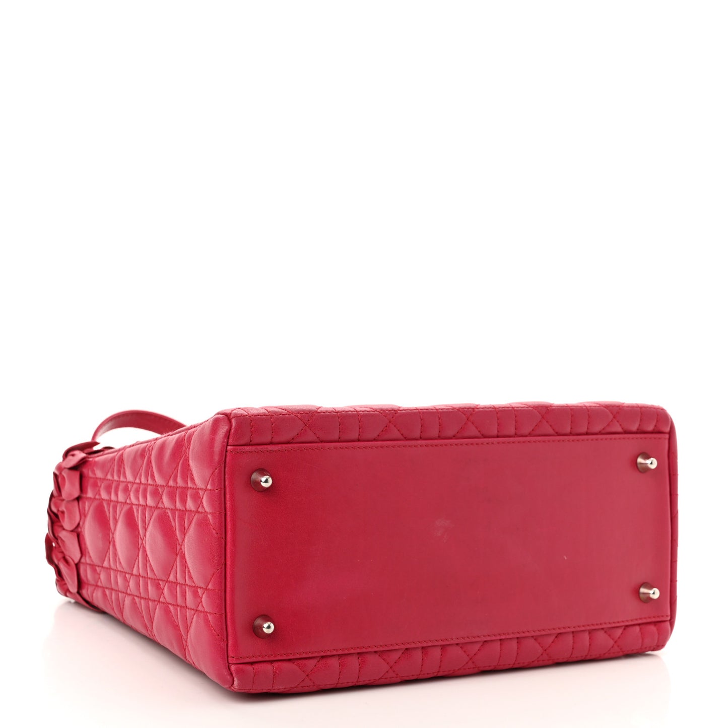 Lambskin Cannage Bow Medium Lady Dior Fuchsia