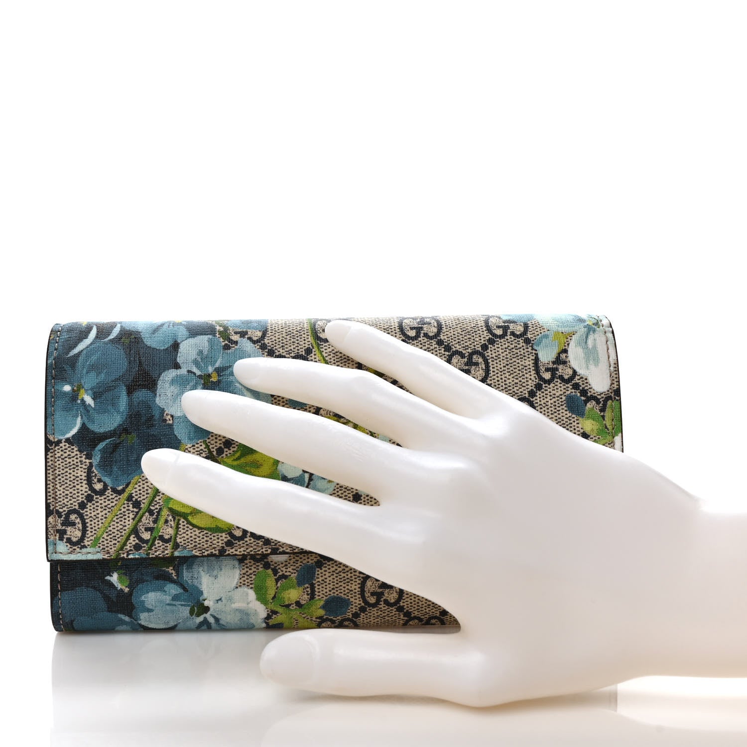 Gucci GG Supreme Monogram Blooms Continental Wallet Blue 2 of 7