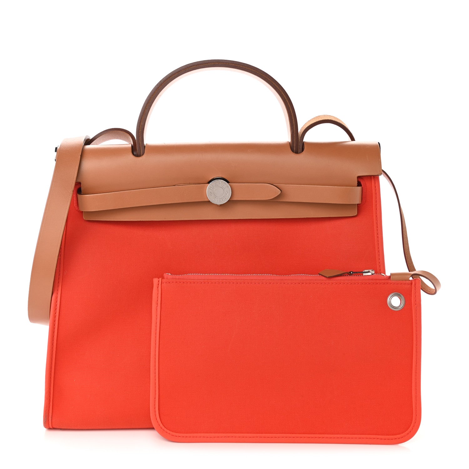 Hermes Vache Hunter Toile Herbag Zip 31 PM Capucine Fauve 1 of 12
