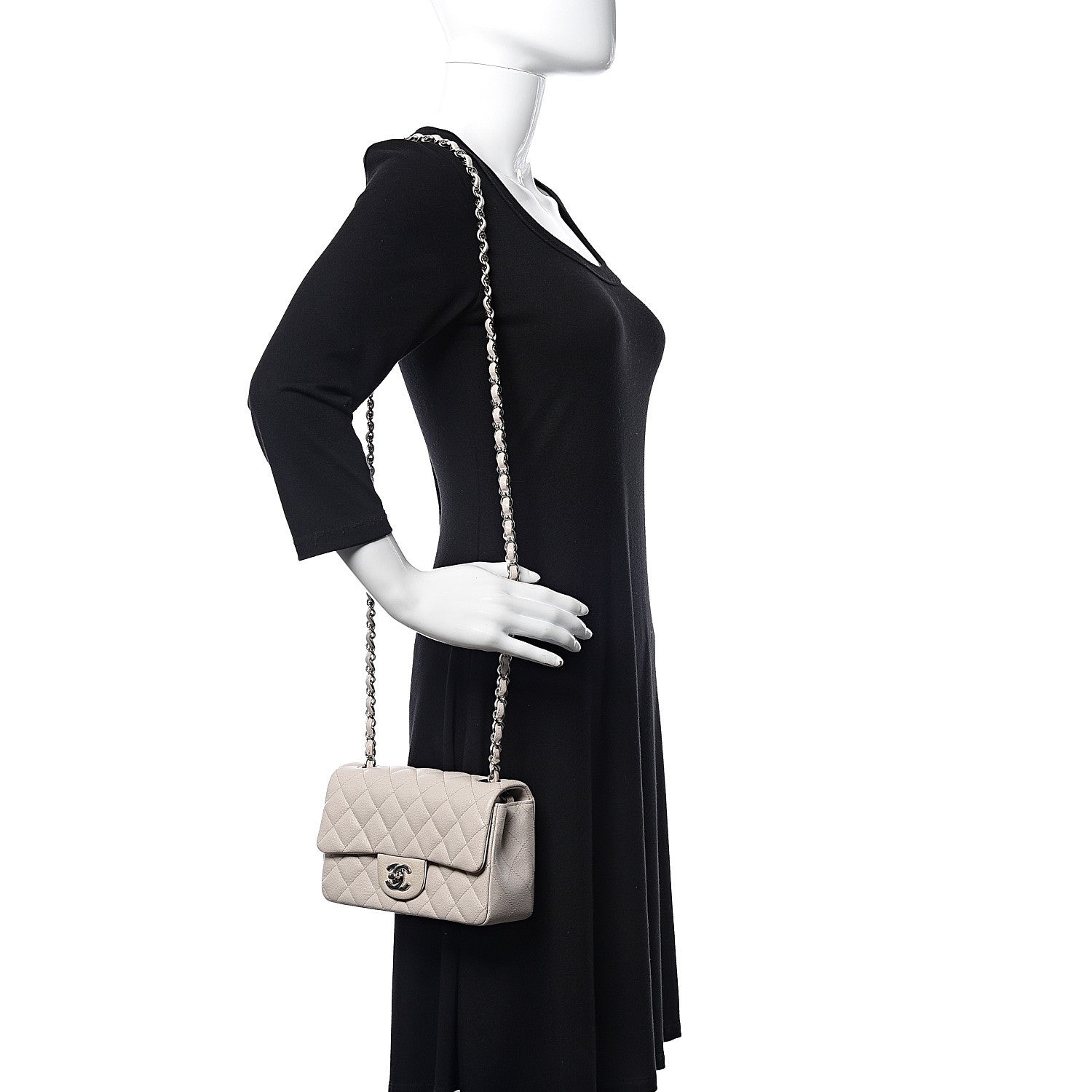 Chanel Caviar Quilted Mini Rectangular Flap Ivory 2 of 11