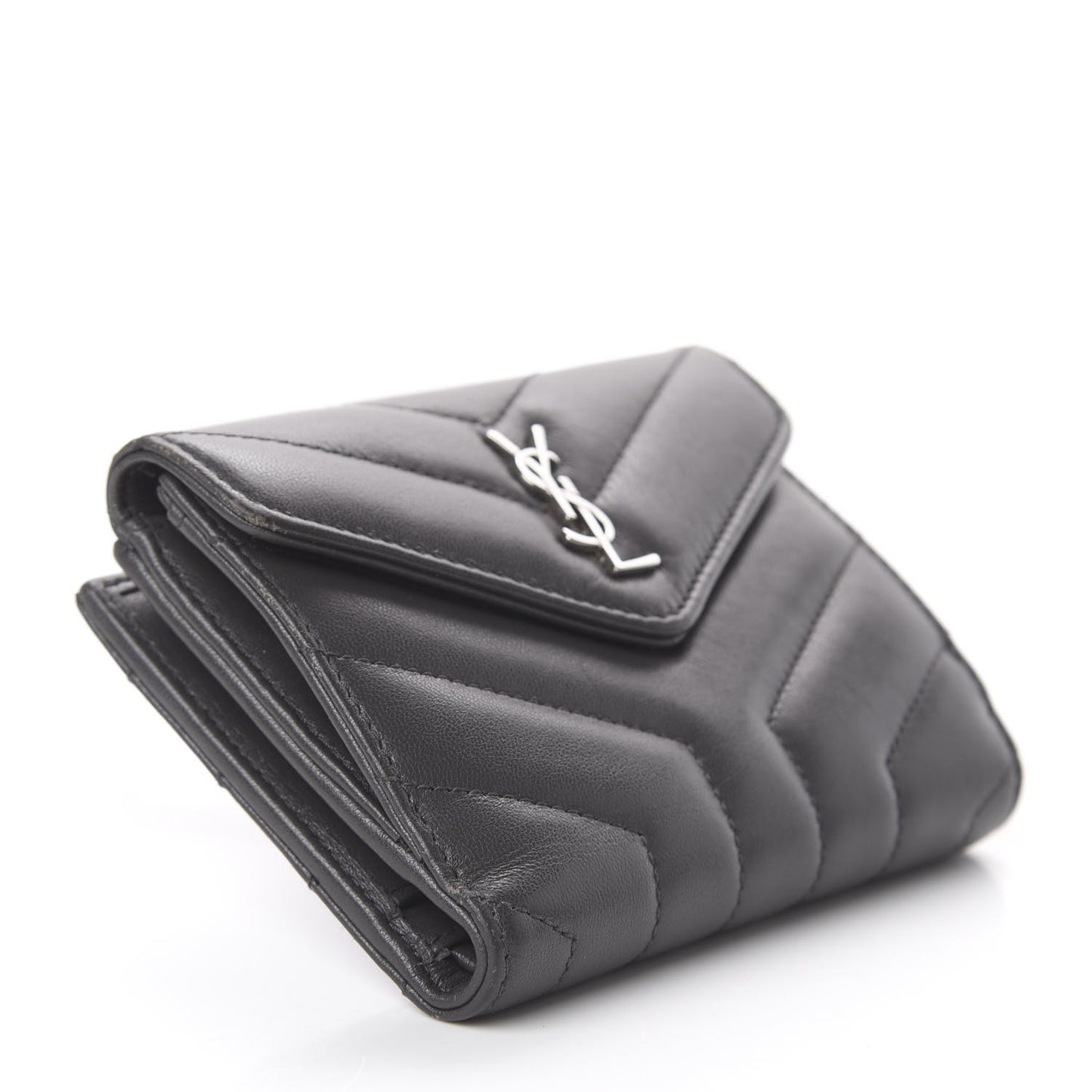Lambskin Y Quilted Monogram Compact Loulou Wallet Asphalt