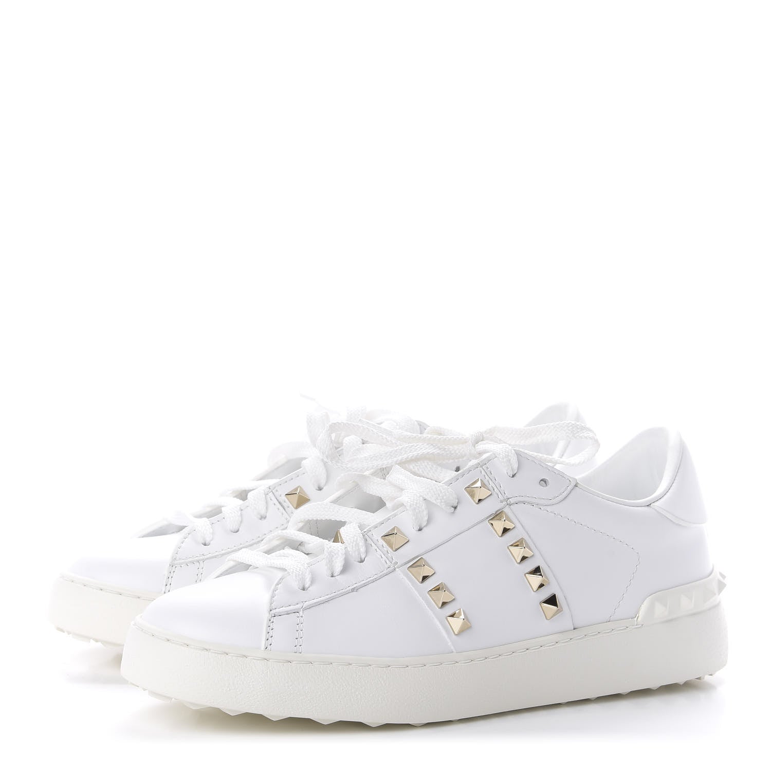 Valentino Garavani Calfskin Rockstud Untitled Open Sneakers 37.5 White 3 of 10