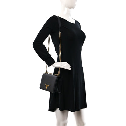 Prada Saffiano Chain Shoulder Bag Black 3 of 8