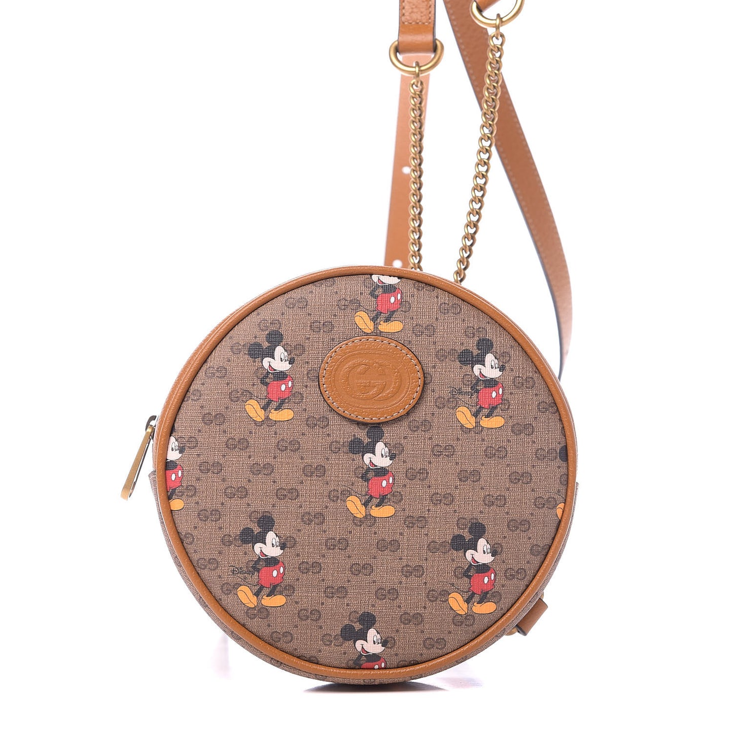 X DISNEY Mini Vintage GG Supreme Monogram Mickey Mouse Round Backpack Beige Vintage Sun Oil