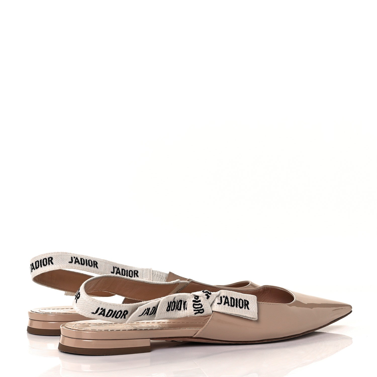 Christian Dior Patent Ribbon J'Adior Slingback Ballet Flats 40 Nude 4 of 9