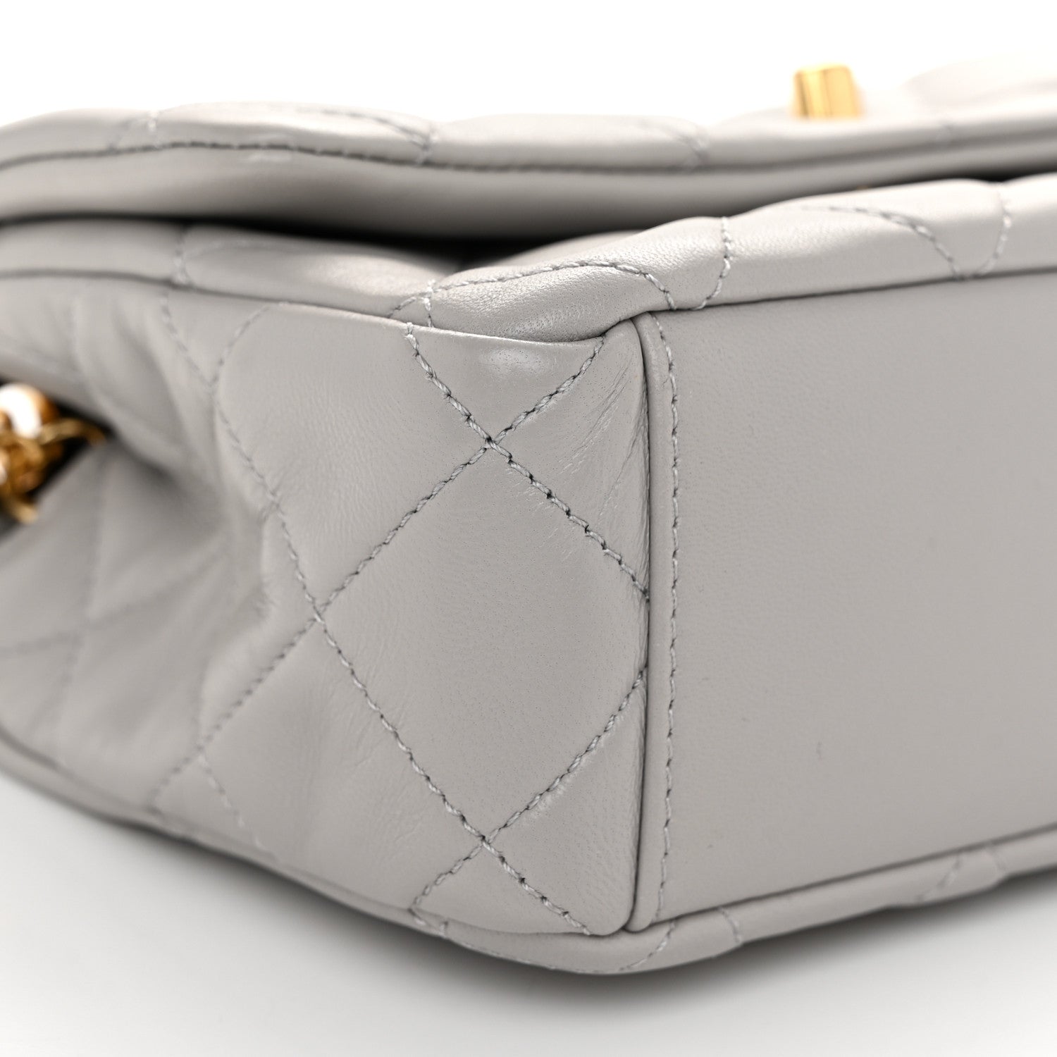 Chanel Lambskin Resin Pearl Quilted Small Flap Grey 9 of 11