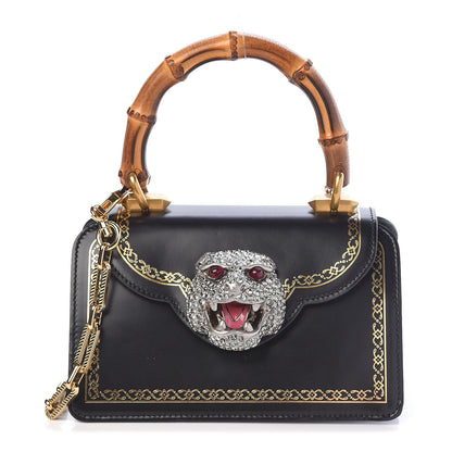 Gucci Calfskin Bamboo Mini Thiara Top Handle Bag Black 1 of 11