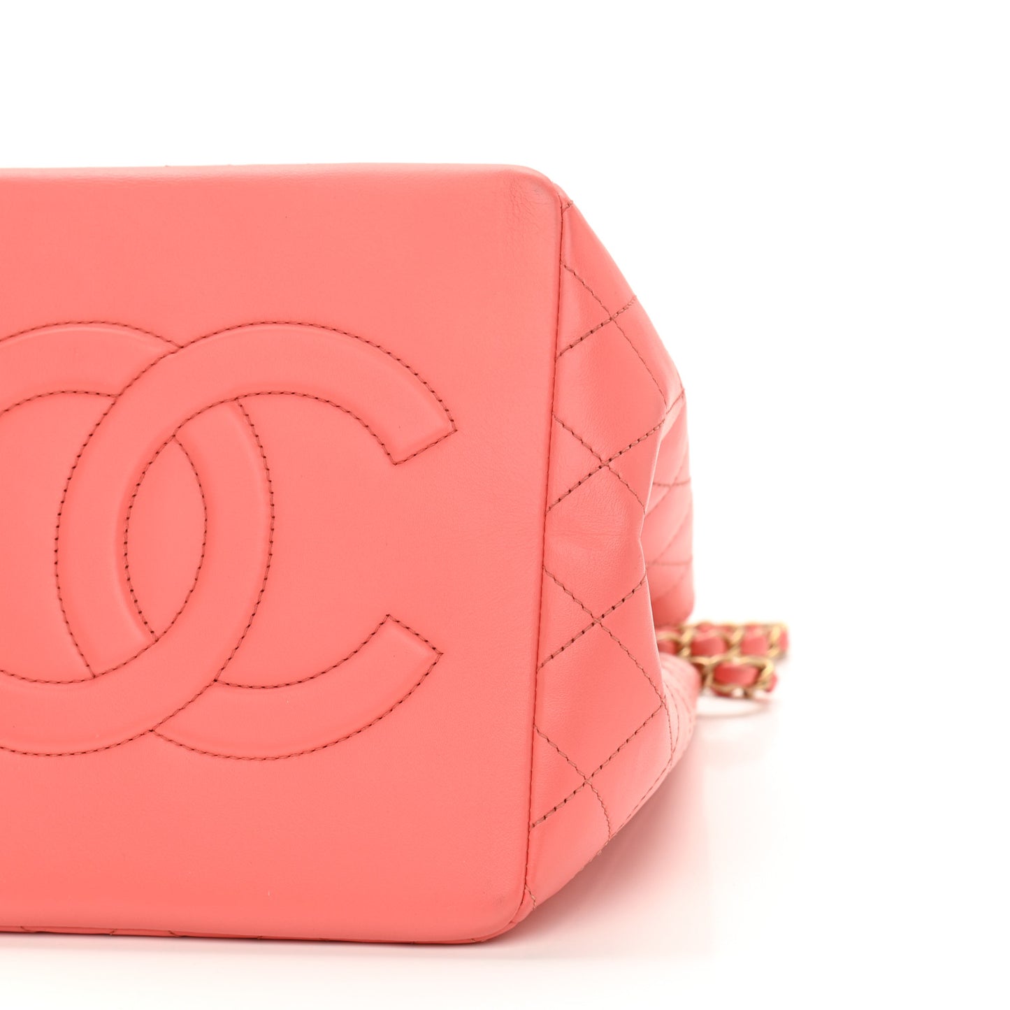 Calfskin Quilted Bucket Bag Pink
