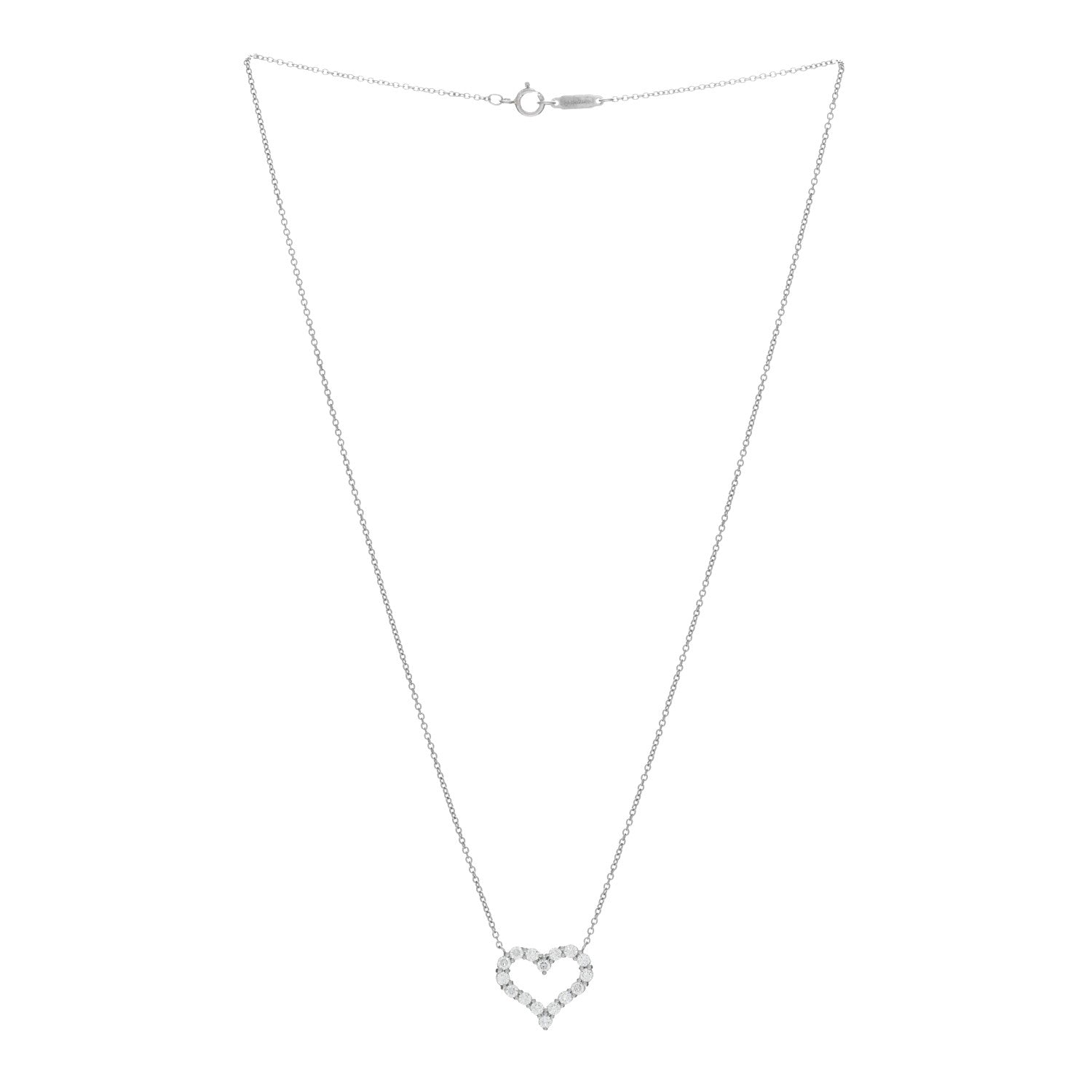 Tiffany Platinum Diamond Small Heart Pendant Necklace 2 of 4
