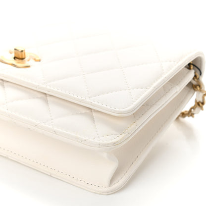 Chanel Lambskin Quilted CC Pearl Crush Wallet on Chain WOC White 20 of 23