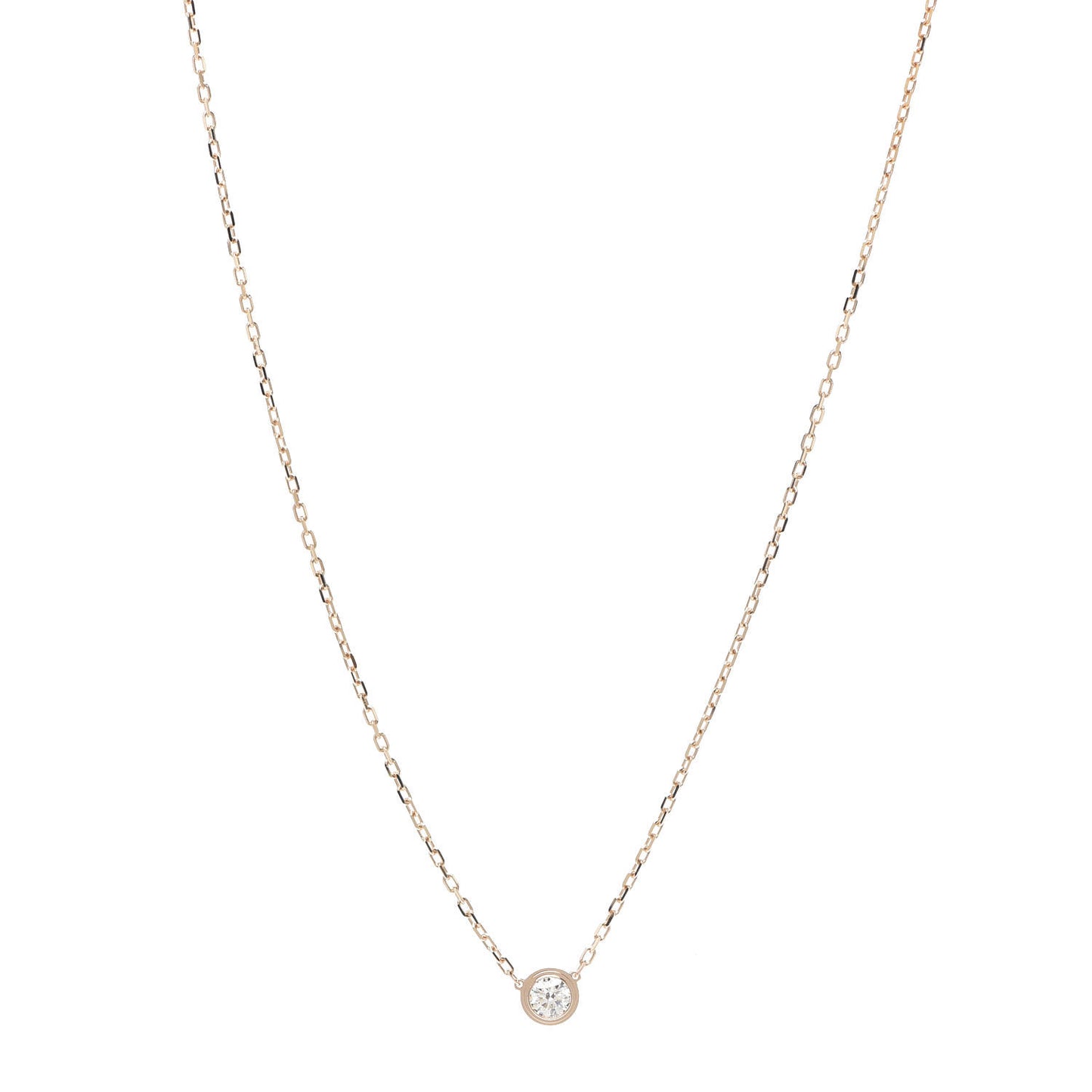 18K Pink Gold Diamond LM D'Amour Pendant Necklace