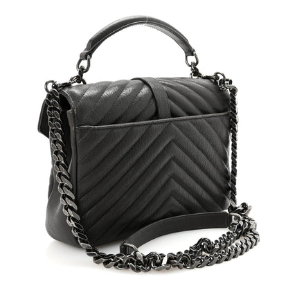 Saint Laurent Sheepskin Matelasse Chevron Monogram Medium College Bag Asphalt 3 of 10