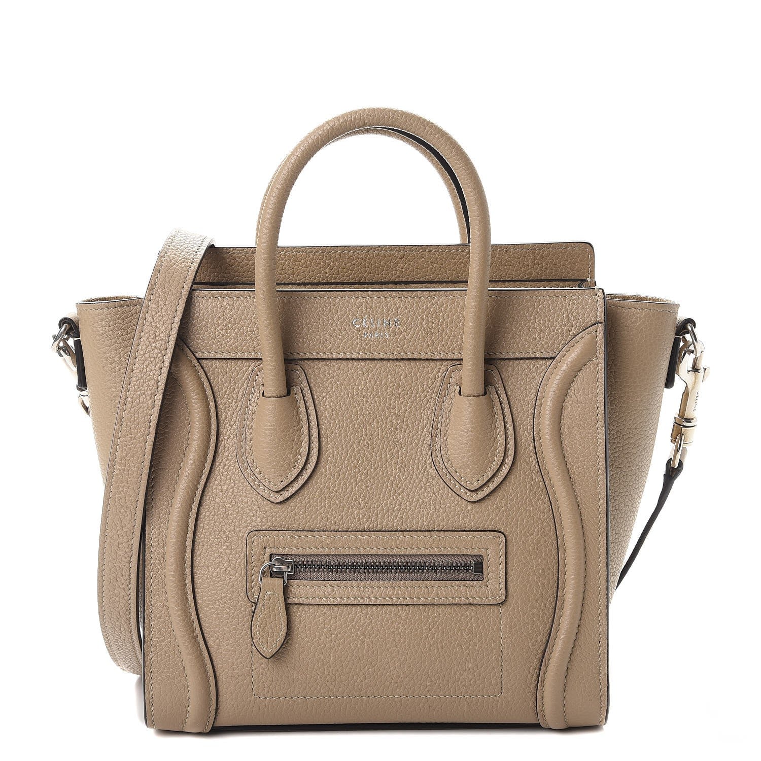 Celine Drummed Calfskin Nano Luggage Dune 1 of 8