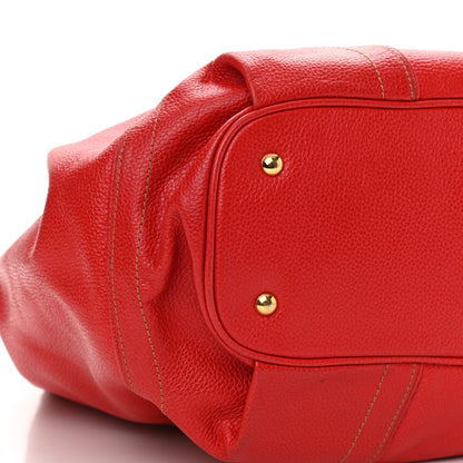 MCM Grained Calfskin Studded Drawstring Bucket Bag Red 11 of 11