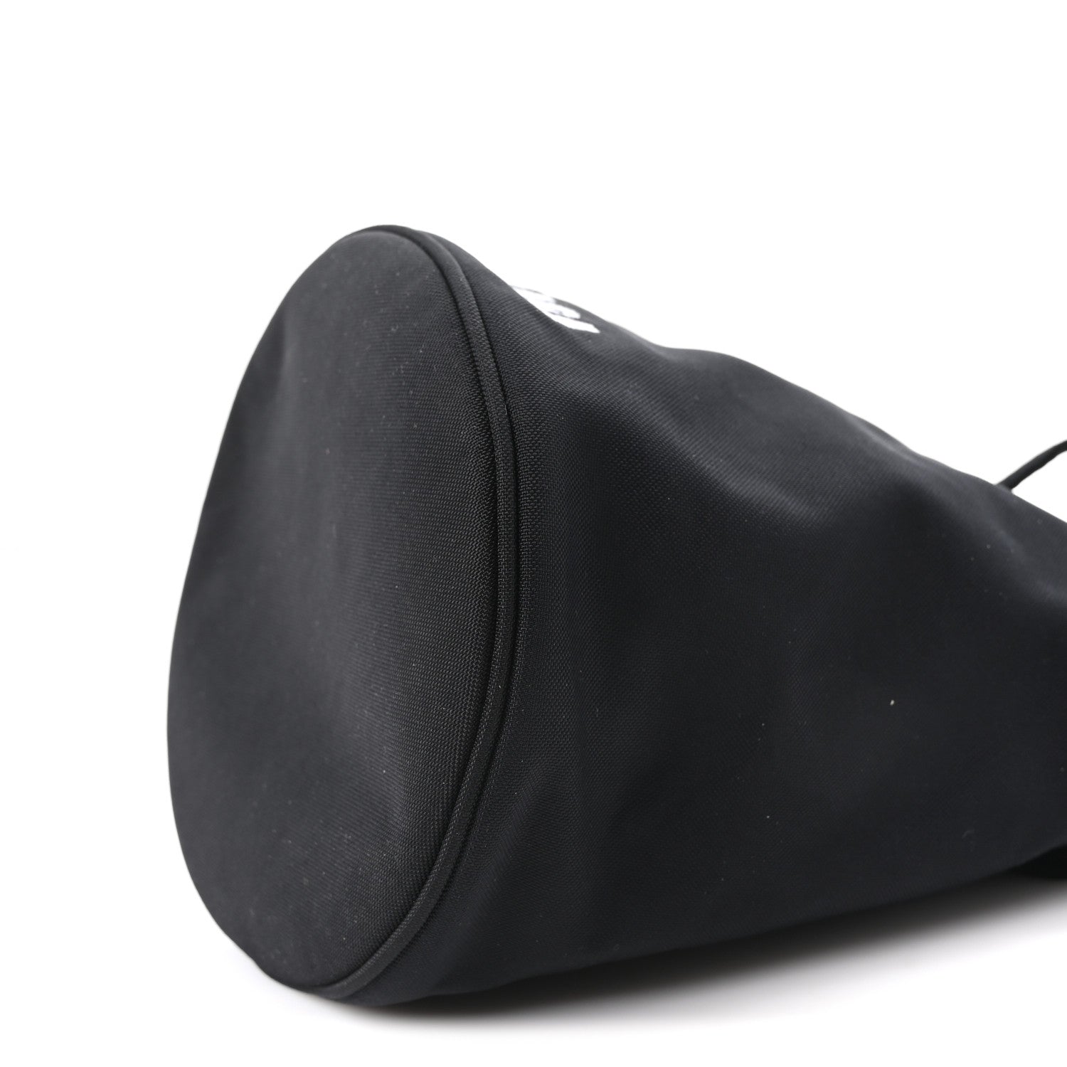 Balenciaga Recycled Sport Nylon Logo Embroidered Wheel Drawstring Bucket Bag Black White 10 of 10