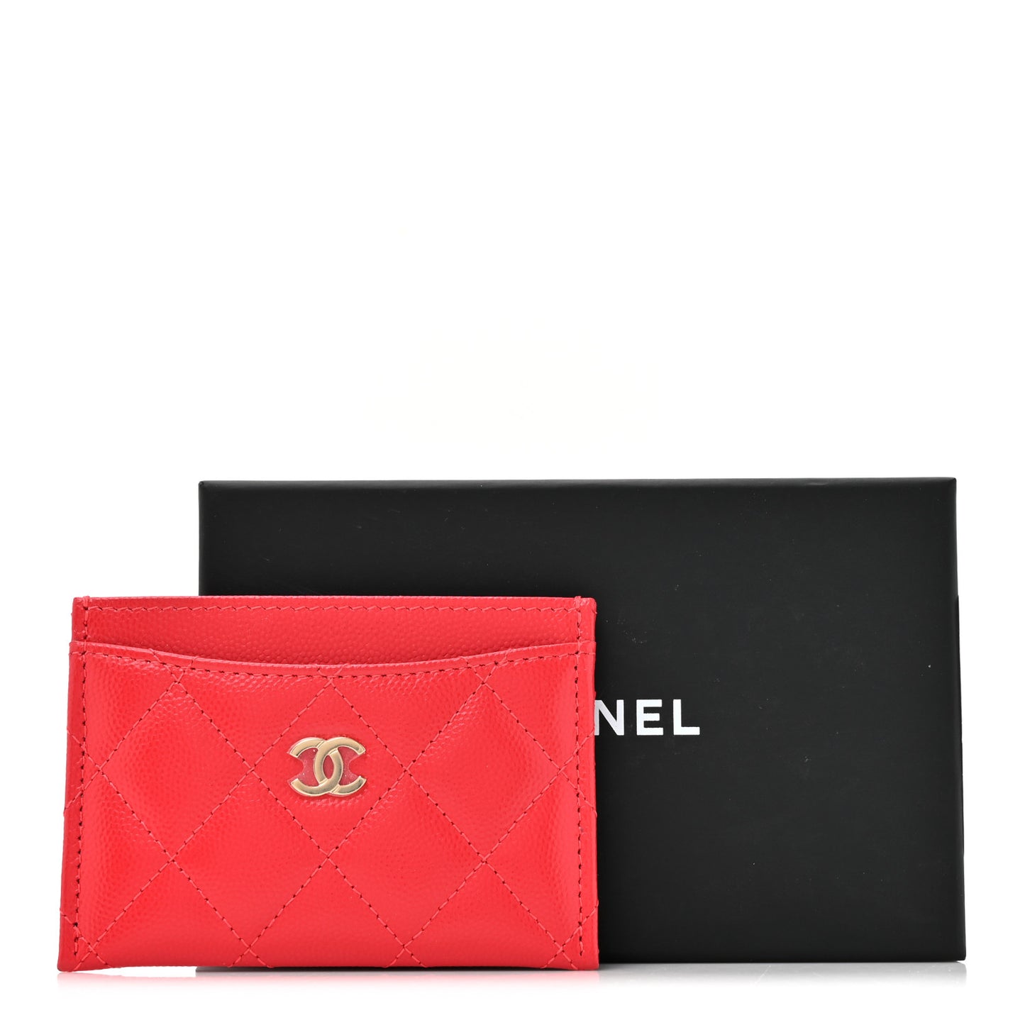 Caviar Quilted Card Holder Red